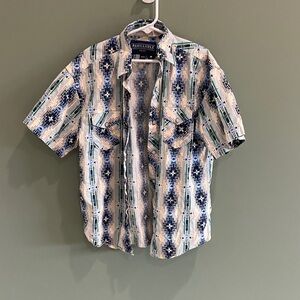 Western Blue and White Kids Button Down Shirt